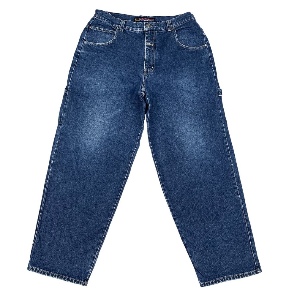 Boss Jeans Mens 36 Blue Carpenter Baggy Relaxed Fit Vintage 90s Streetwear Denim - Picture 2 of 5